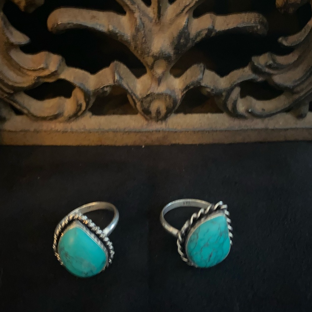 2 silver Turquoise Rings